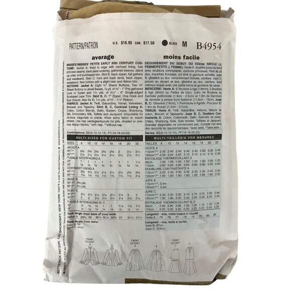 Butterick Sewing Pattern B4954 Misses Early 20th Century Costume Size 8-14 CUT - Picture 2 of 3